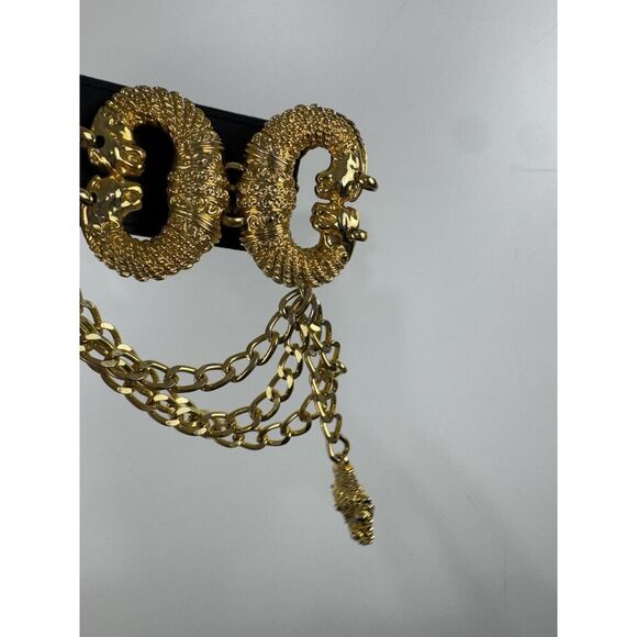 Vintage Captiva Collectibles Chains Drape Panther Links Black Leather Belt M - Picture 6 of 7